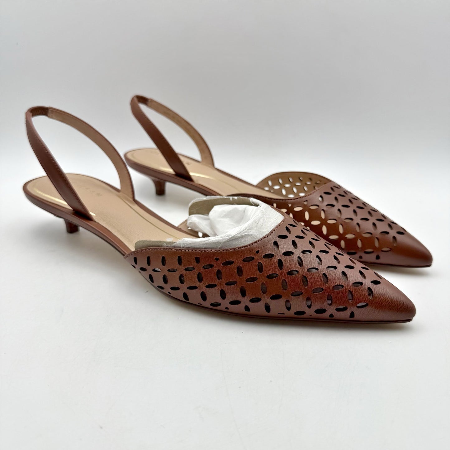 Cole Haan Womens Gilda Pumps US 10 B EU 40.5 Brown Perforated Leather NIB