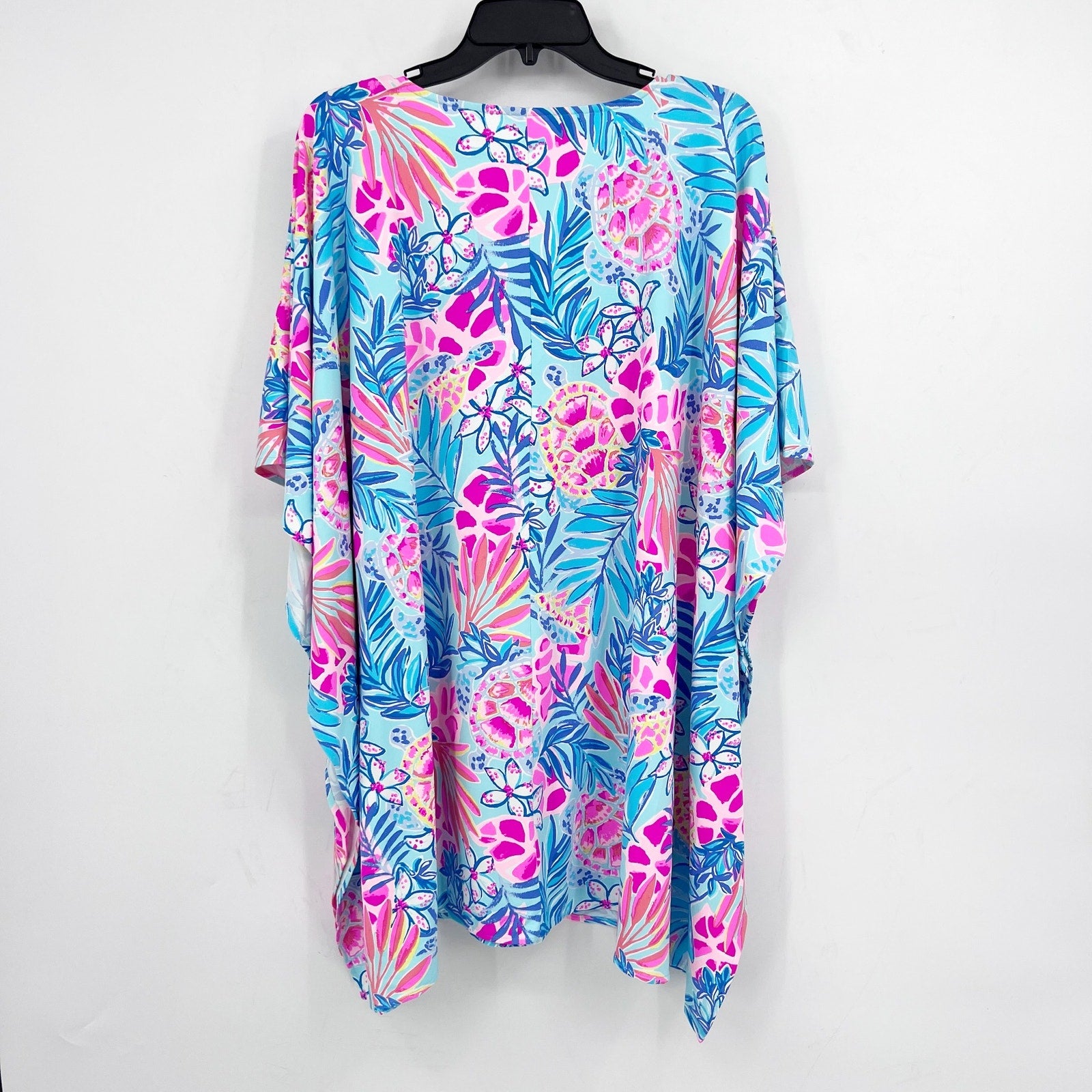 LILLY PULITZER Skyla Caftan Cover-up Large Blue Pink Rainforest Retreat NWT
