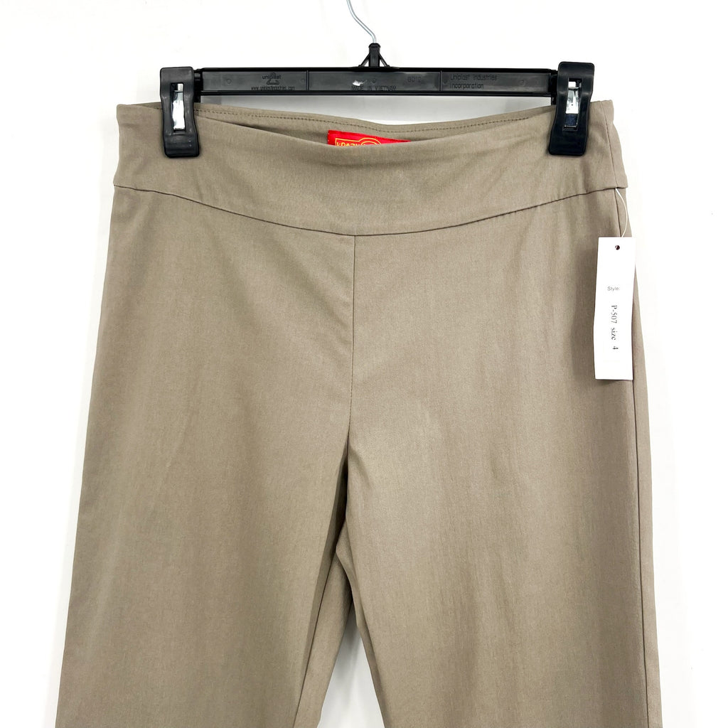 KRAZY LARRY Women's Pull-On Ankle Pants Size 4 Taupe High Rise Stretch NWT