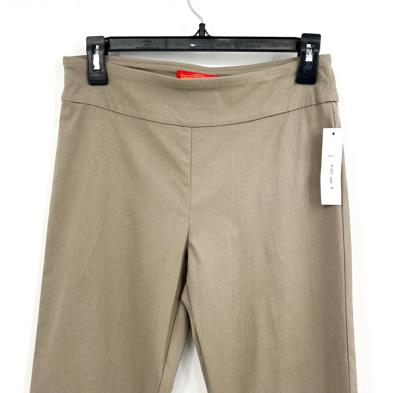 KRAZY LARRY Women's Pull-On Ankle Pants Size 4 Taupe High Rise Stretch NWT