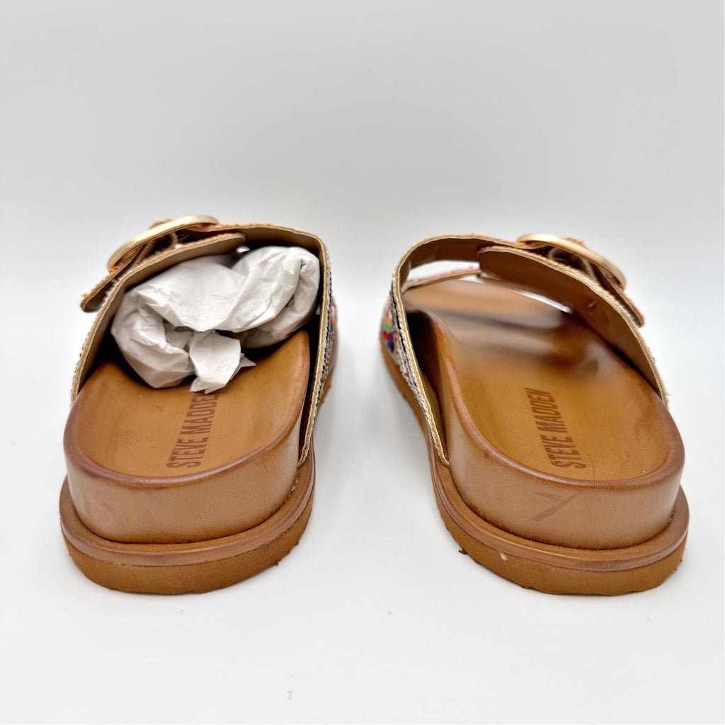 Steve Madden Womens Tourist Footbed Sandals Size 7.5 Multicolor Sequins NIB