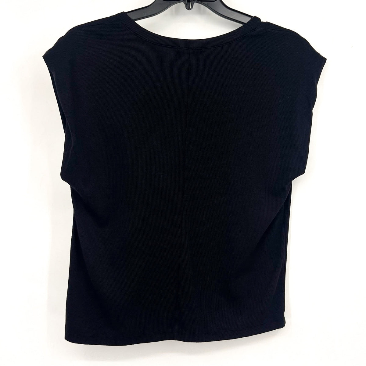 MICHAEL STARS Women's Tati V-Neck Power Shoulder Top Medium Black NWT