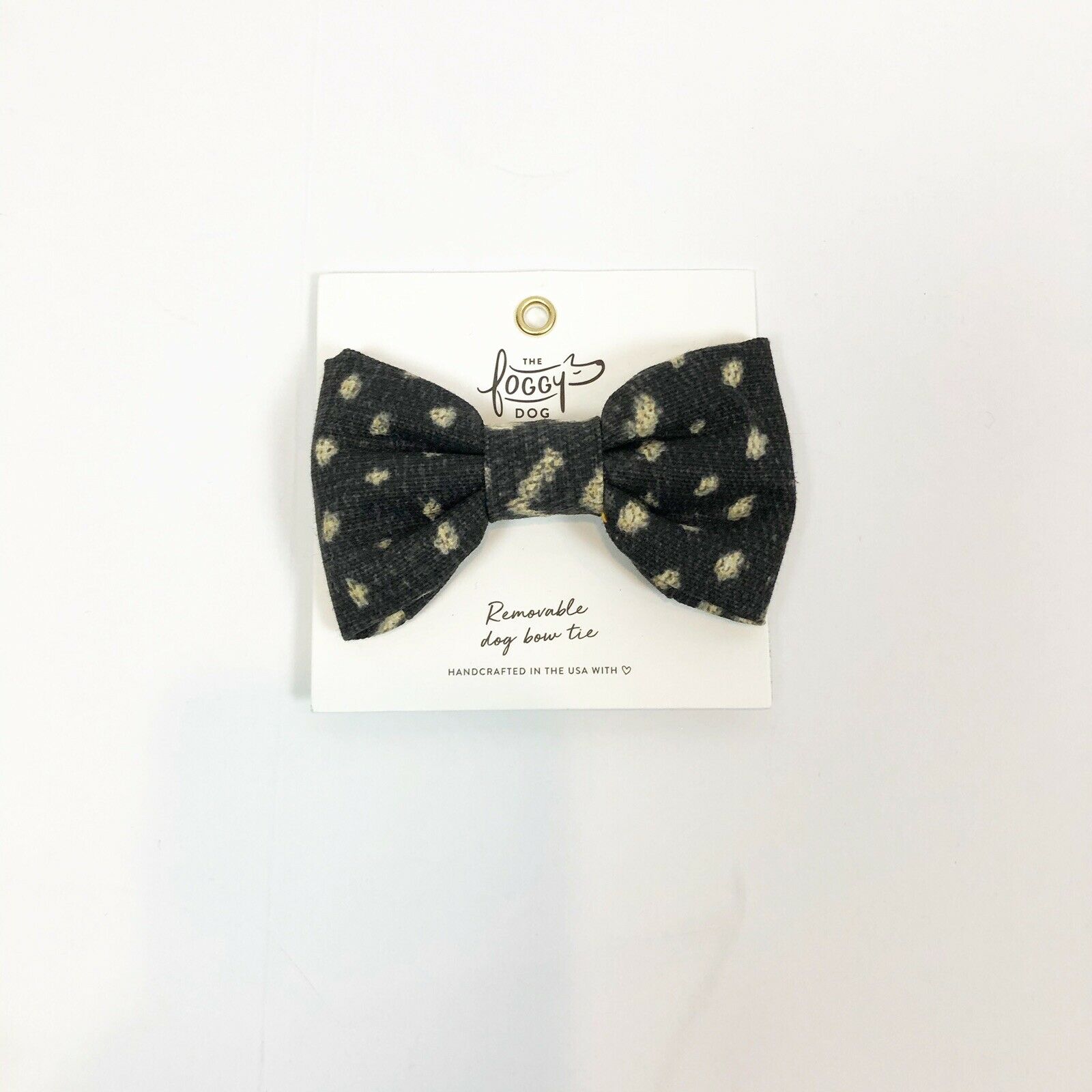 The Foggy Dog Print Bow Tie Boho Mud Cloth Black Cream Small Dog NWT