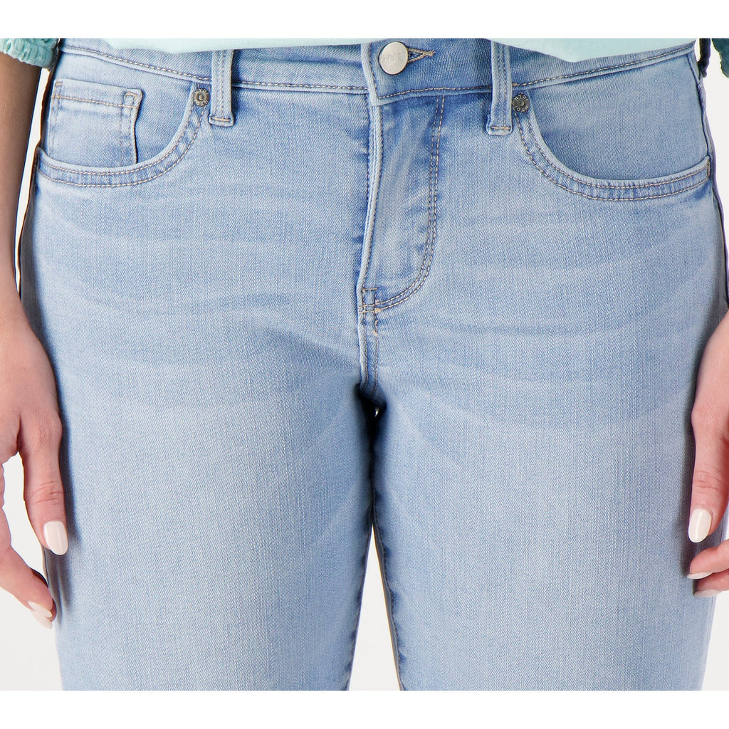 NYDJ Womens Ella Denim Shorts Size 12 PETITE Light Blue Poetry 8" Inseam NWT