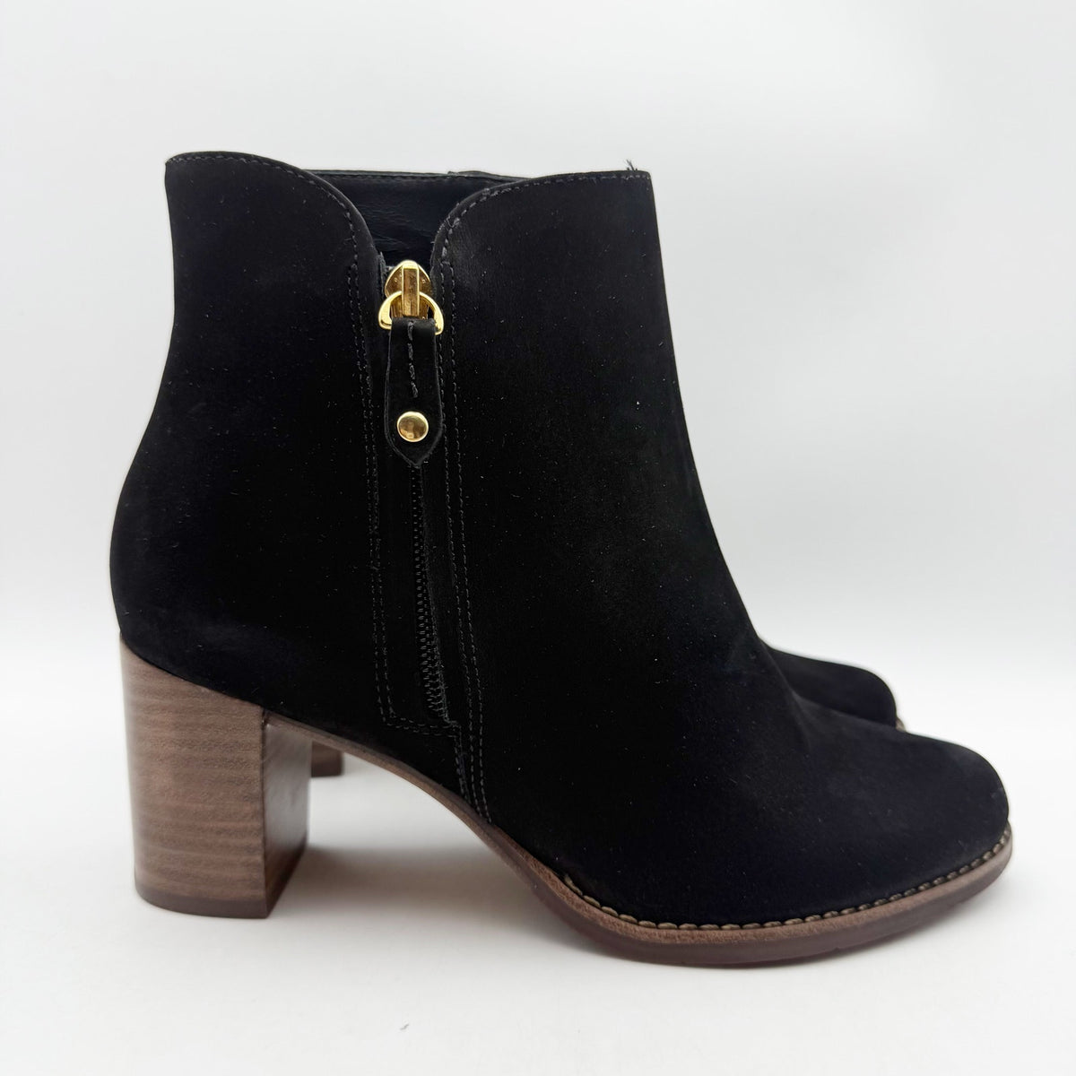 Marc Joseph New York Womens Grand Central Ankle Booties Size 7 Black Nubuck NWOB