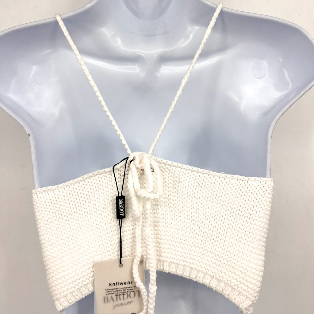 BARDOT JUNIOR Girls Andi Knit Top Size 8-10 Medium Orchid White Tie Back NWT