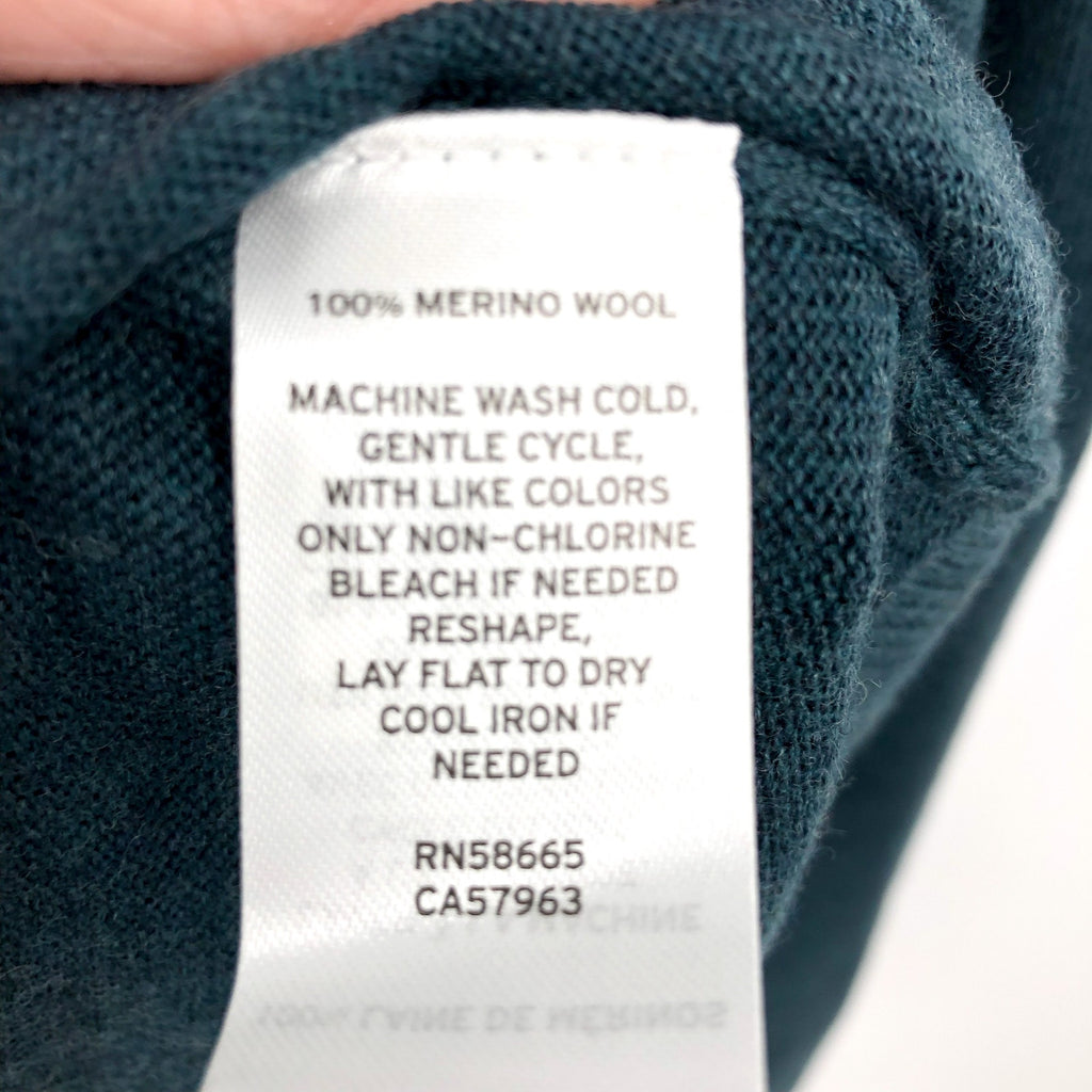 NORDSTROM Men's Turtleneck Sweater Large Teal Green Merino Wool Washable NWT