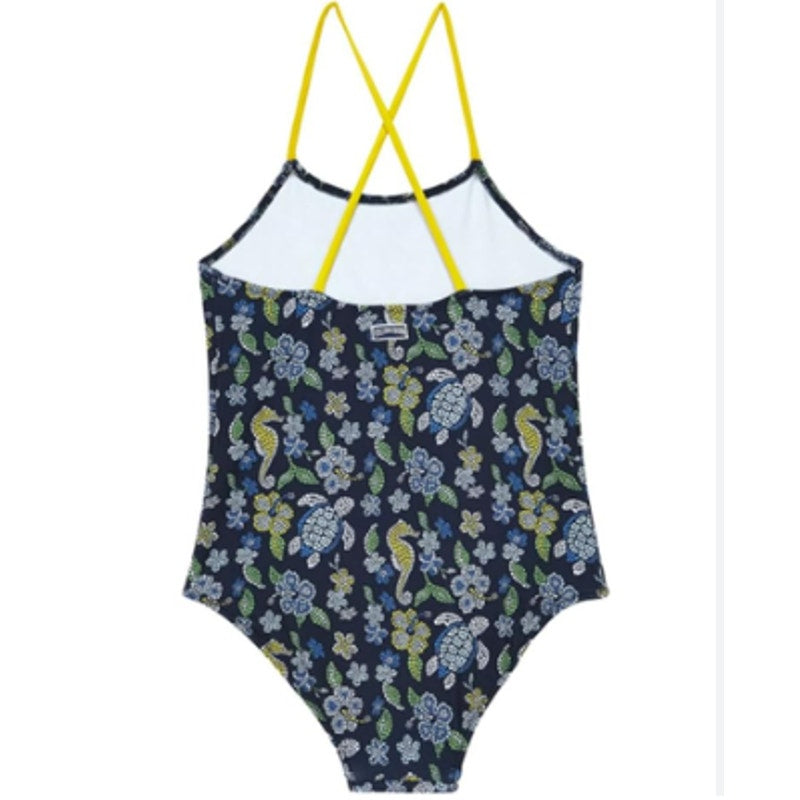 VILEBREQUIN Girls Mosaic Turtle One-Piece Swimsuit 7-8 YEARS 12 ANS Blue NWT