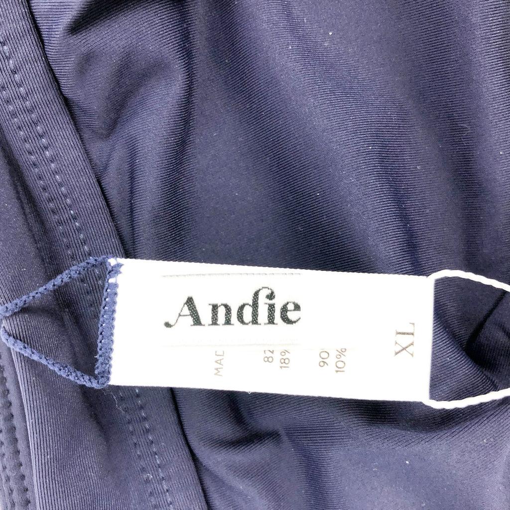 ANDIE SWIM Banded Cheeky Bikini Bottom XL US 16 Navy Blue NWT