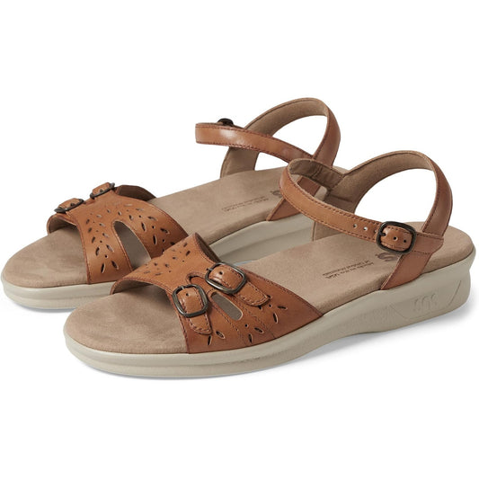 SAS Womens Duo Comfort Sandals US 11 XWide WW Tan Leather Adjustable Buckle
