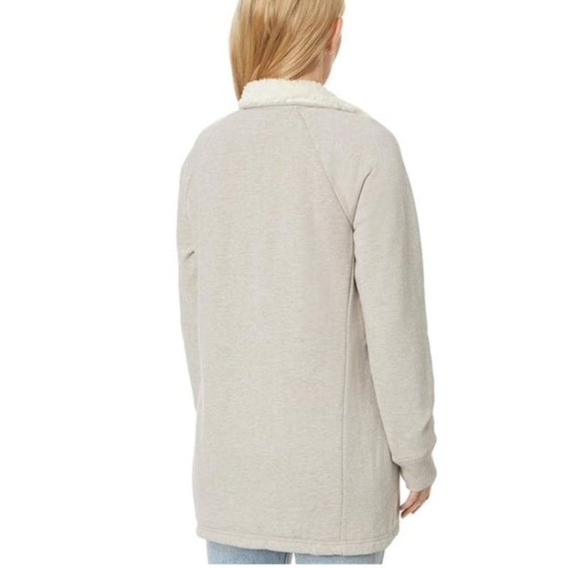 L.L. BEAN Womens 1912 Sherpa Lined Tunic Jacket Medium Grey Oatmeal Full Zip NWT