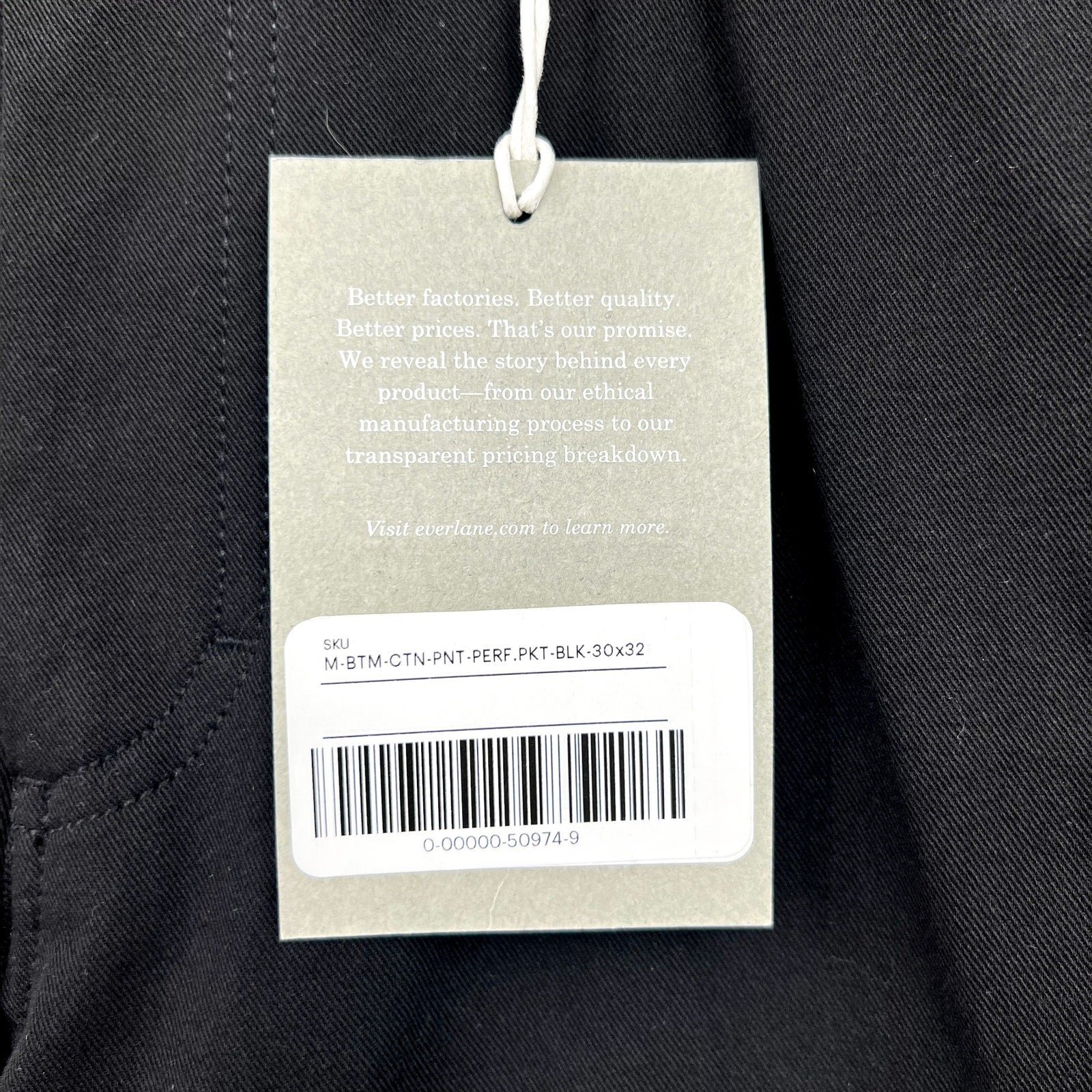 EVERLANE Men's The Performance 5-Pocket Pants 30x32 Black Chinos NWT