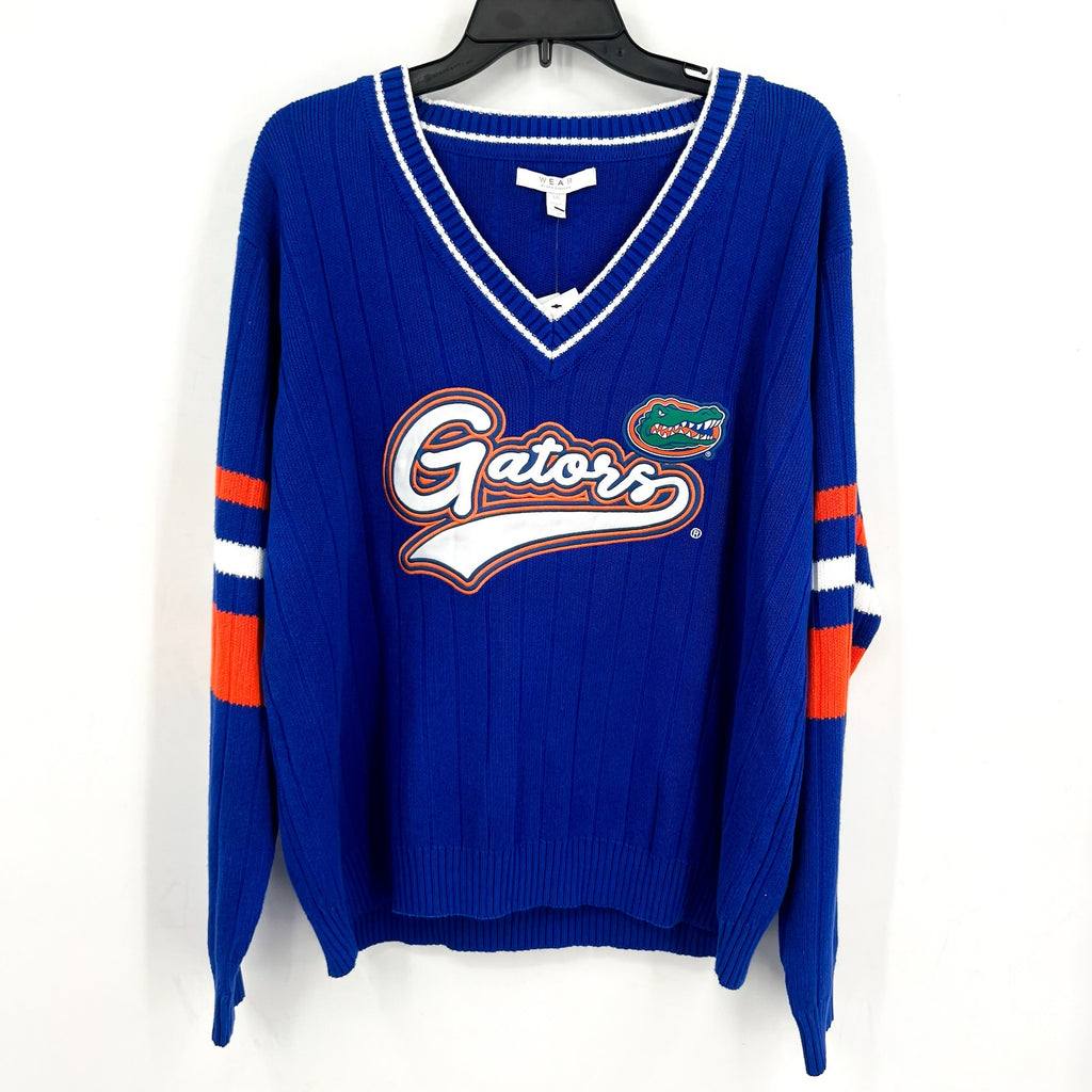 WEAR BY ERIN ANDREWS Florida Gators V Neck Sweater Large Blue Long Sleeve NWT