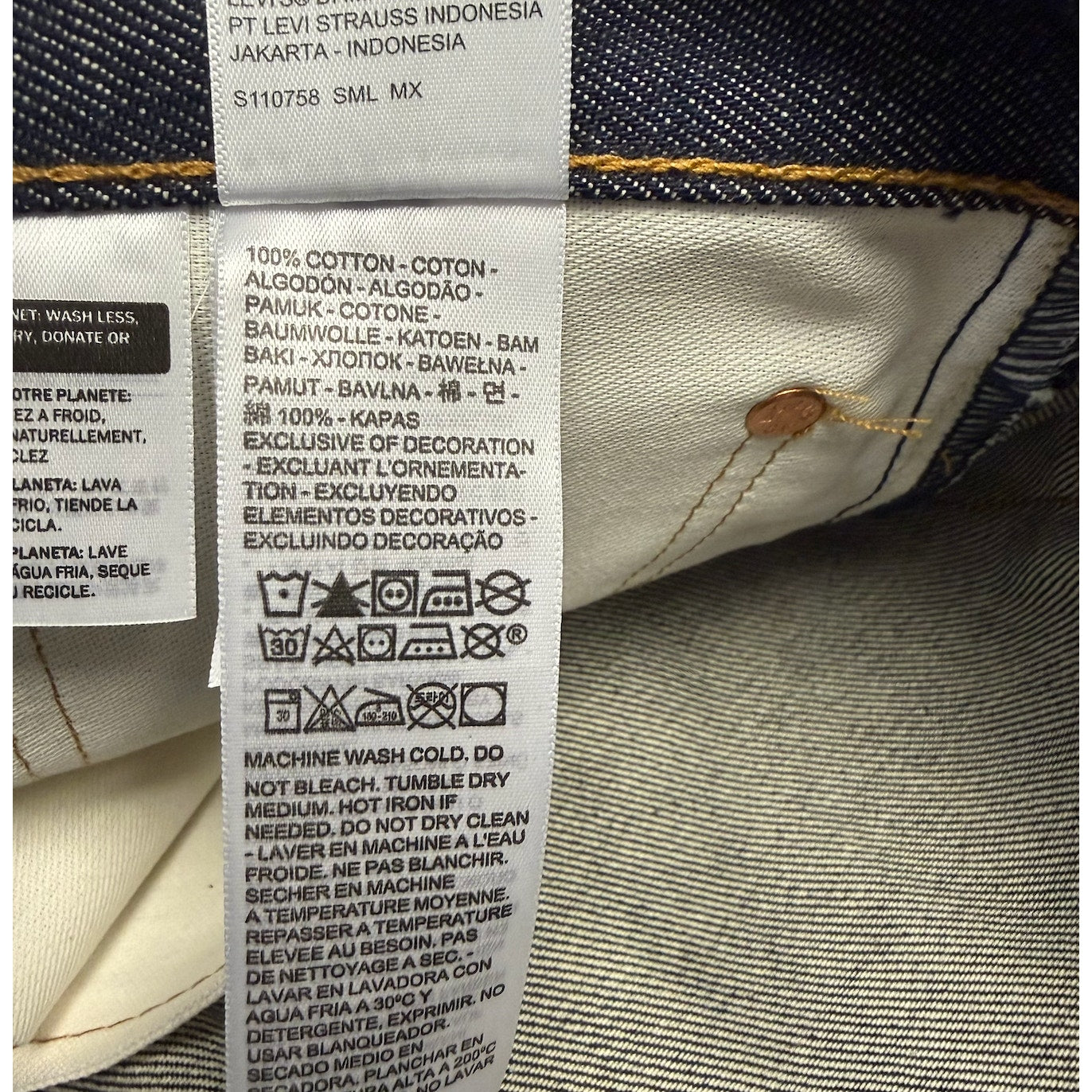 LEVI'S Men's 501 Original Shrink-to-fit Jeans 32x34 Dark Wash No Stretch NWT