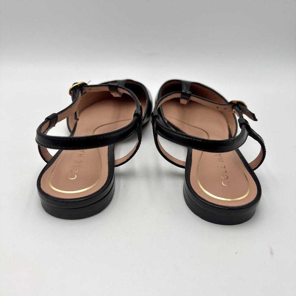 Cole Haan Womens Marlah T-Strap Heels Size 6.5 B Black Leather NWOB