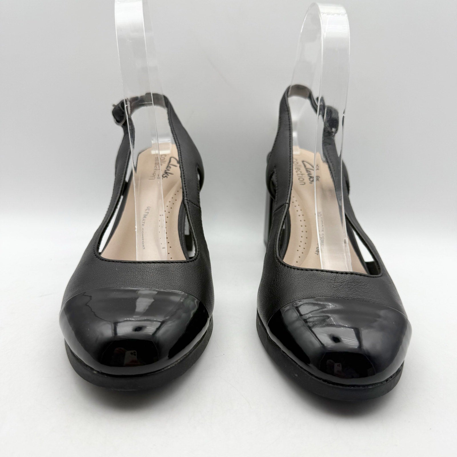 Clarks Womens Bayla Joy Pumps US 7.5 M EU 38 Black Leather Slingback NWOB
