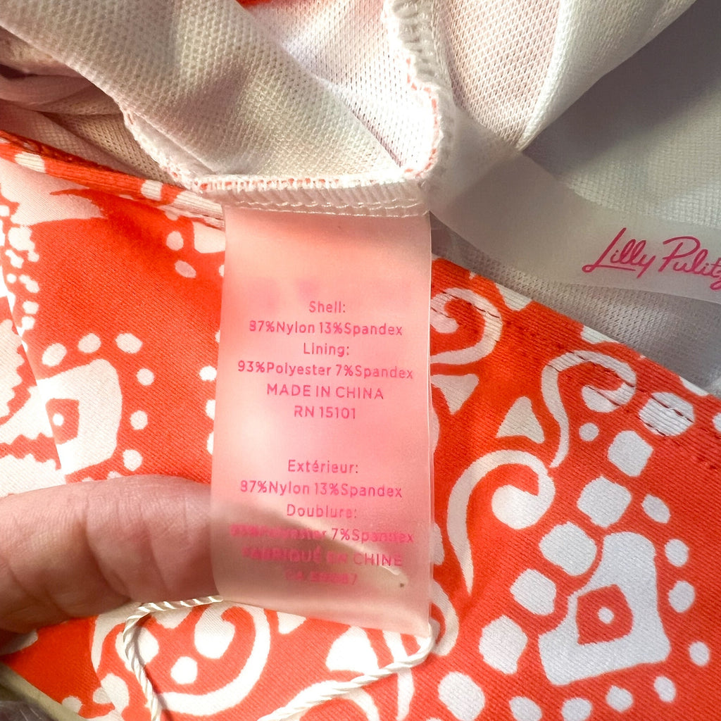 LILLY PULITZER Womens Emil One Piece Swimsuit Size 14 Orange Flamingo NWT