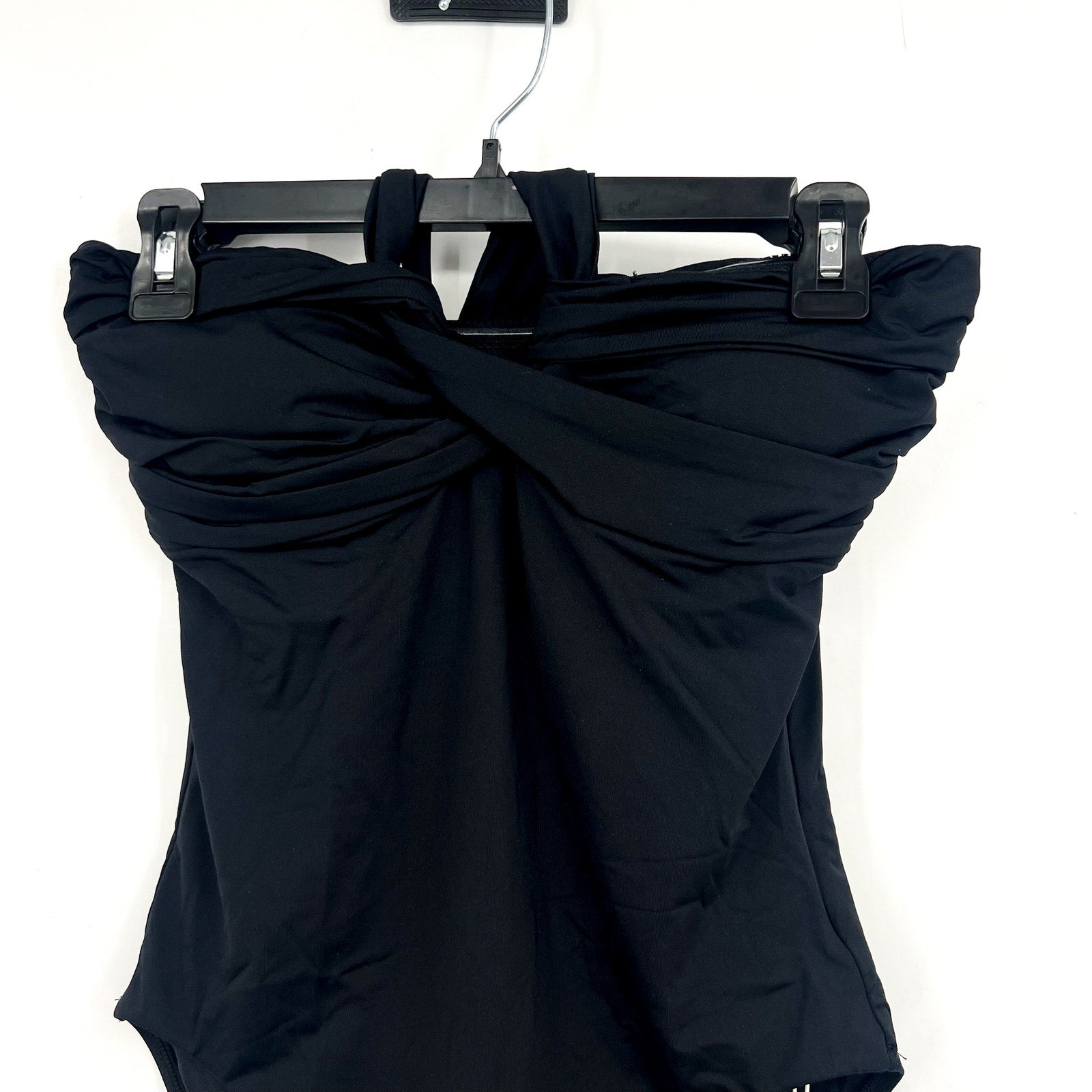 SEAFOLLY Women's Halter Bandeau One Piece Swimsuit Size 4 Black Twist Front NWT
