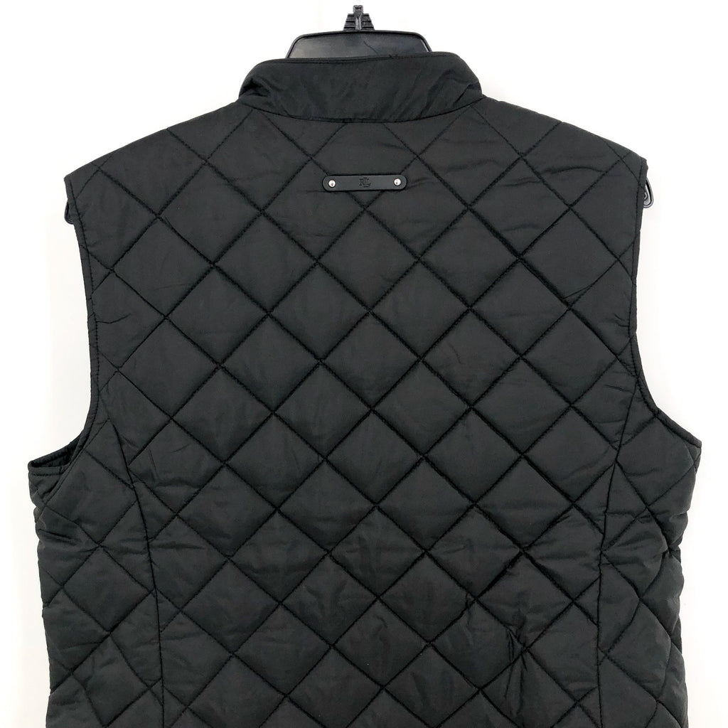 LAUREN RALPH LAUREN Women's Quilted Vest Medium Black Crest Equestrain NWT