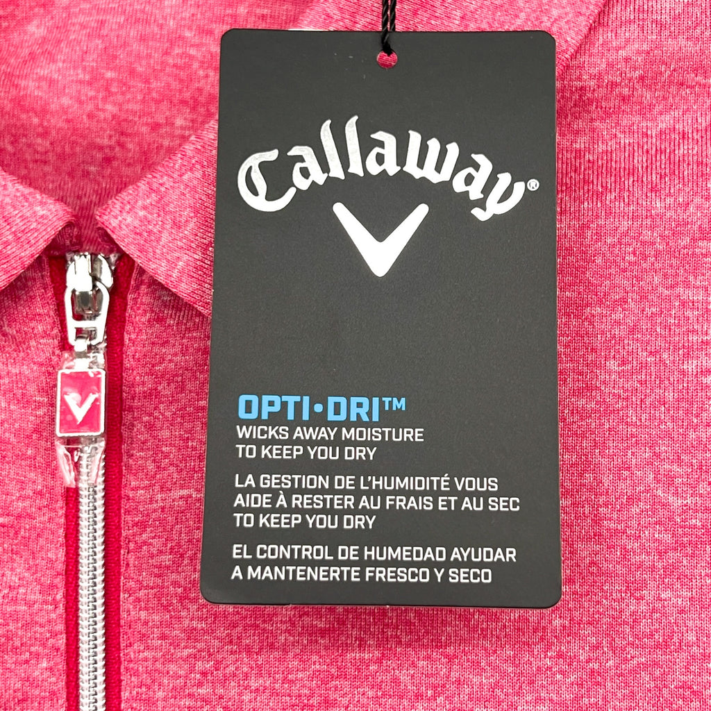 CALLAWAY Womens Sleeveless Polo Shirt XS Pink Peacock 1/4 Zip Golf NWT