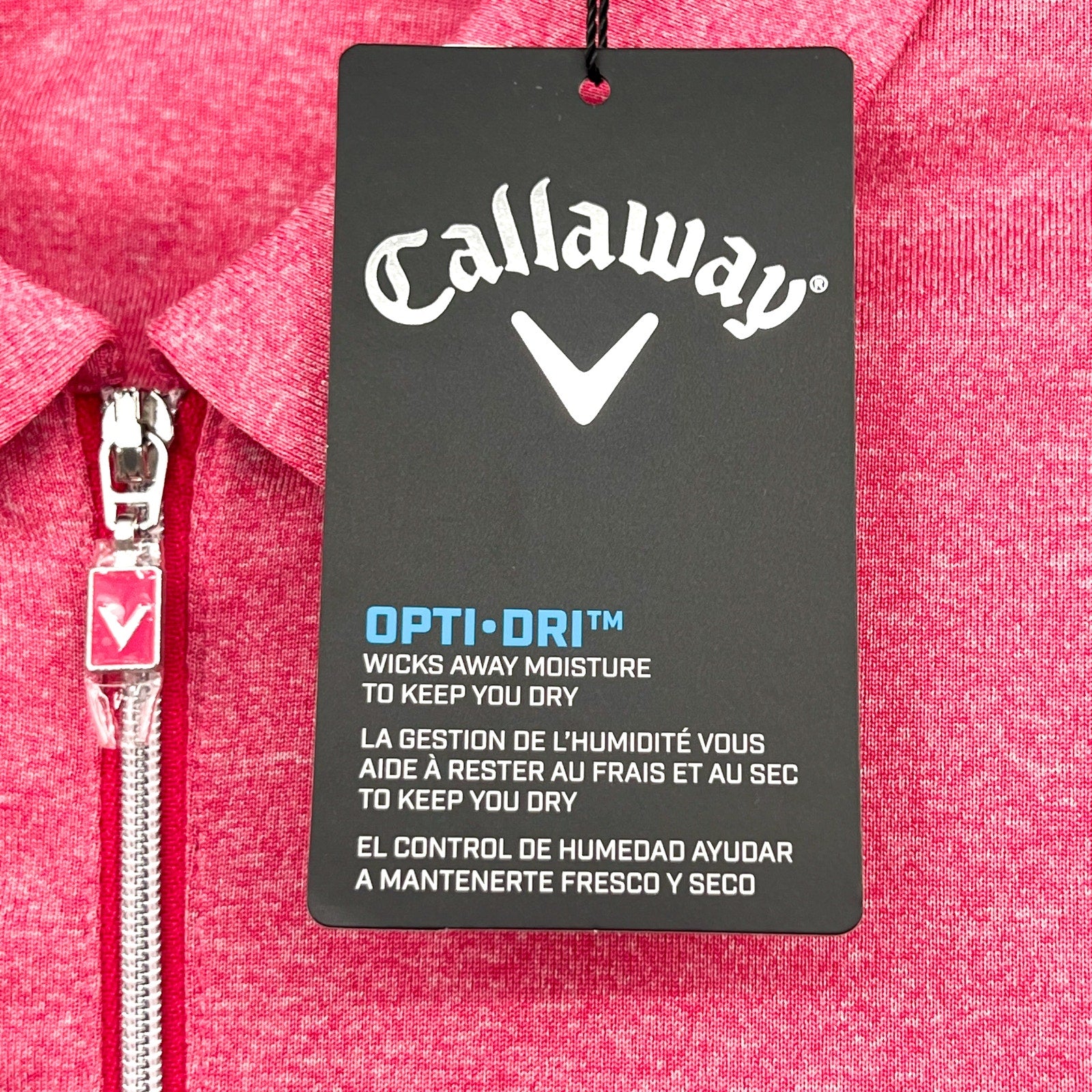 CALLAWAY Womens Sleeveless Polo Shirt XS Pink Peacock 1/4 Zip Golf NWT