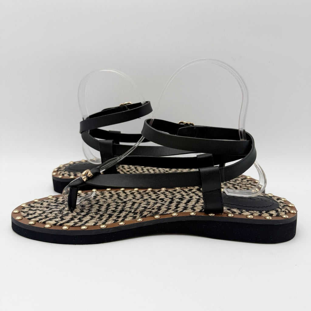 Coach Womens Gracey Sandals Size 7.5 M Black Leather NWOB