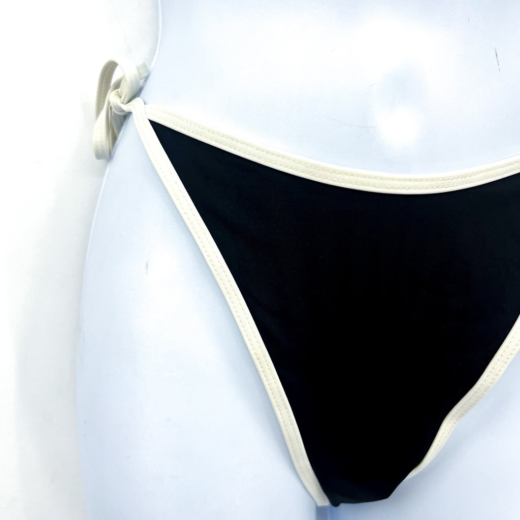 L*Space Women's Levy Classic Bikini Bottom Medium Black White Adjustable Tie NWT