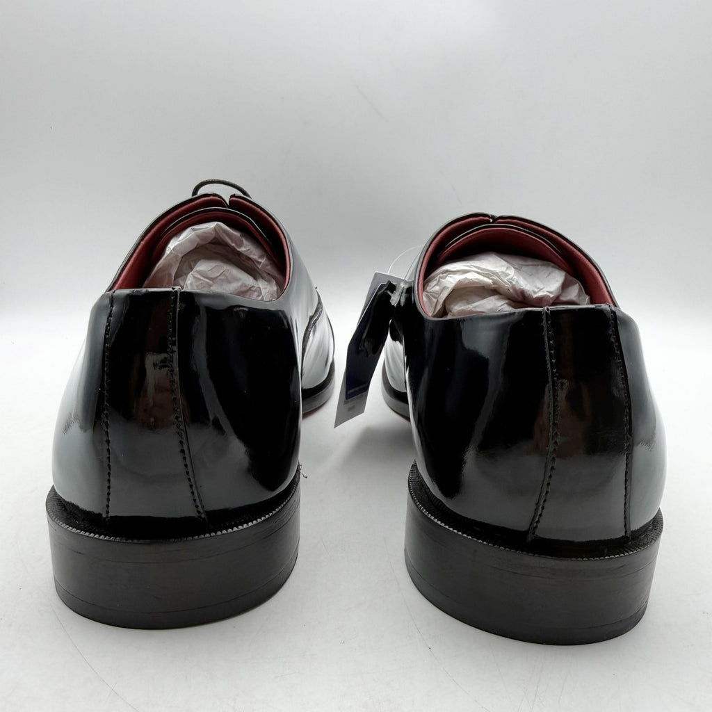 Carlos Santana Mens Tuxedo Cap-Toe Oxford Shoes US 11.5 Black Patent Leather NIB