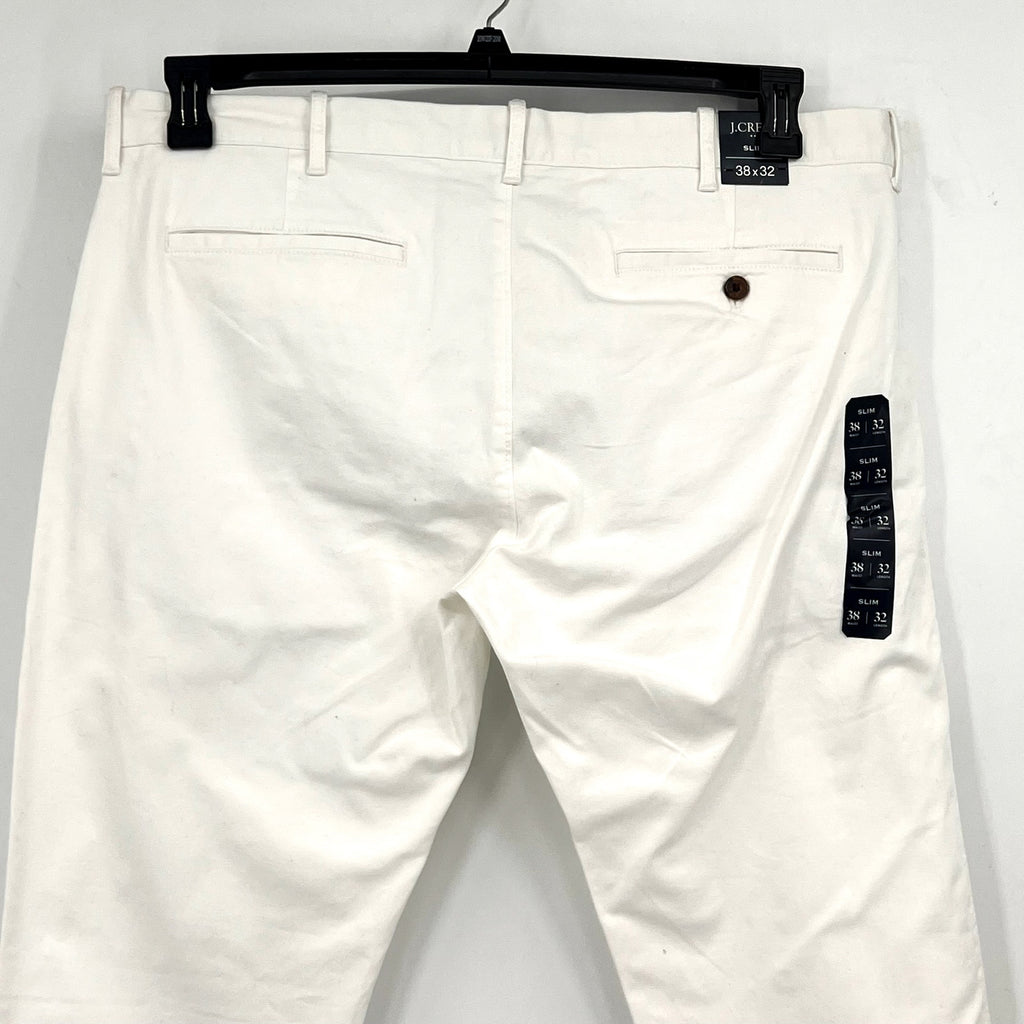 J.CREW Men's Slim-fit Flex Chino Pants 38x32 White Stretch Flat Front H3167 NWT