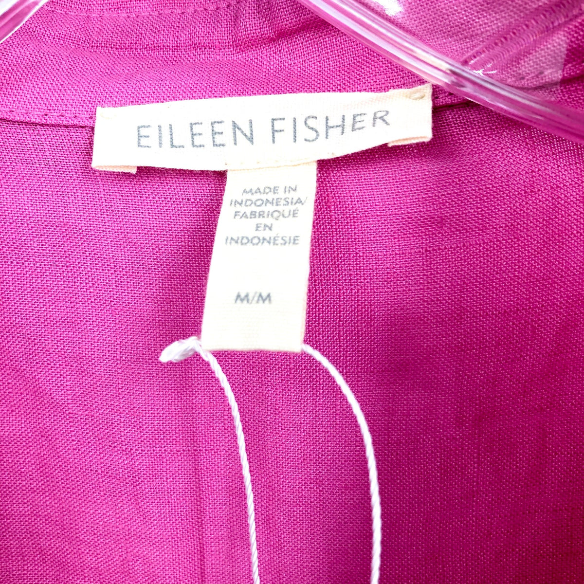 EILEEN FISHER Women's Button-Up Shirt Medium Pink Organic Linen Long Sleeve NWOT