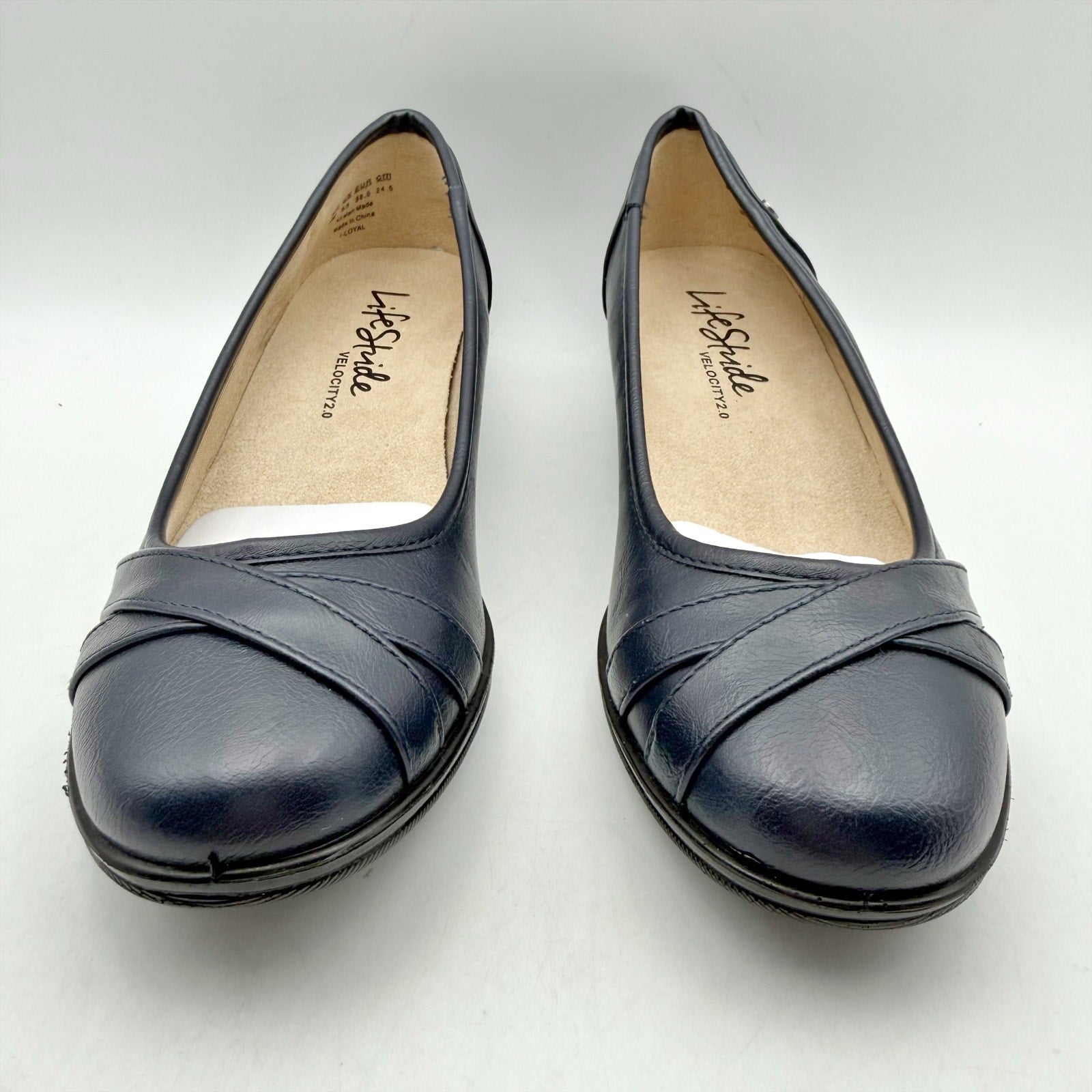 LifeStride Womens Loyal Wedge Mary Janes Size 8 M Navy Blue Vegan Leather NIB