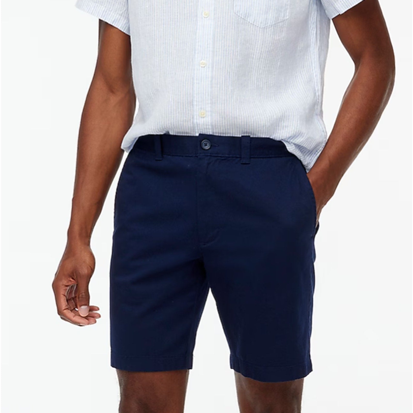 J.CREW Men's 9" Flex Chino Short Size 32 Navy Blue Flat Front Stretch H5020 NWOT