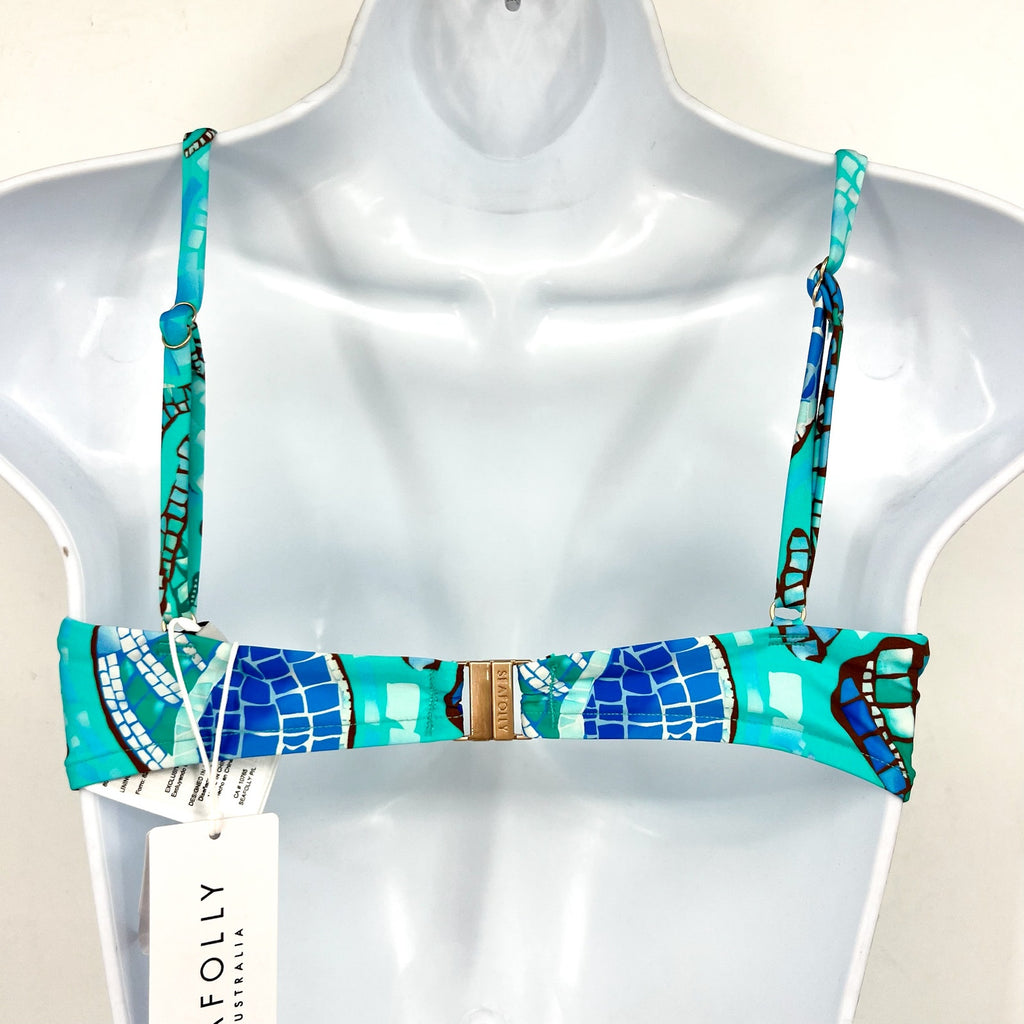 SEAFOLLY Women's La Mer Bralette Bikini Top Size 8 Aquatic Blue Swim NWT