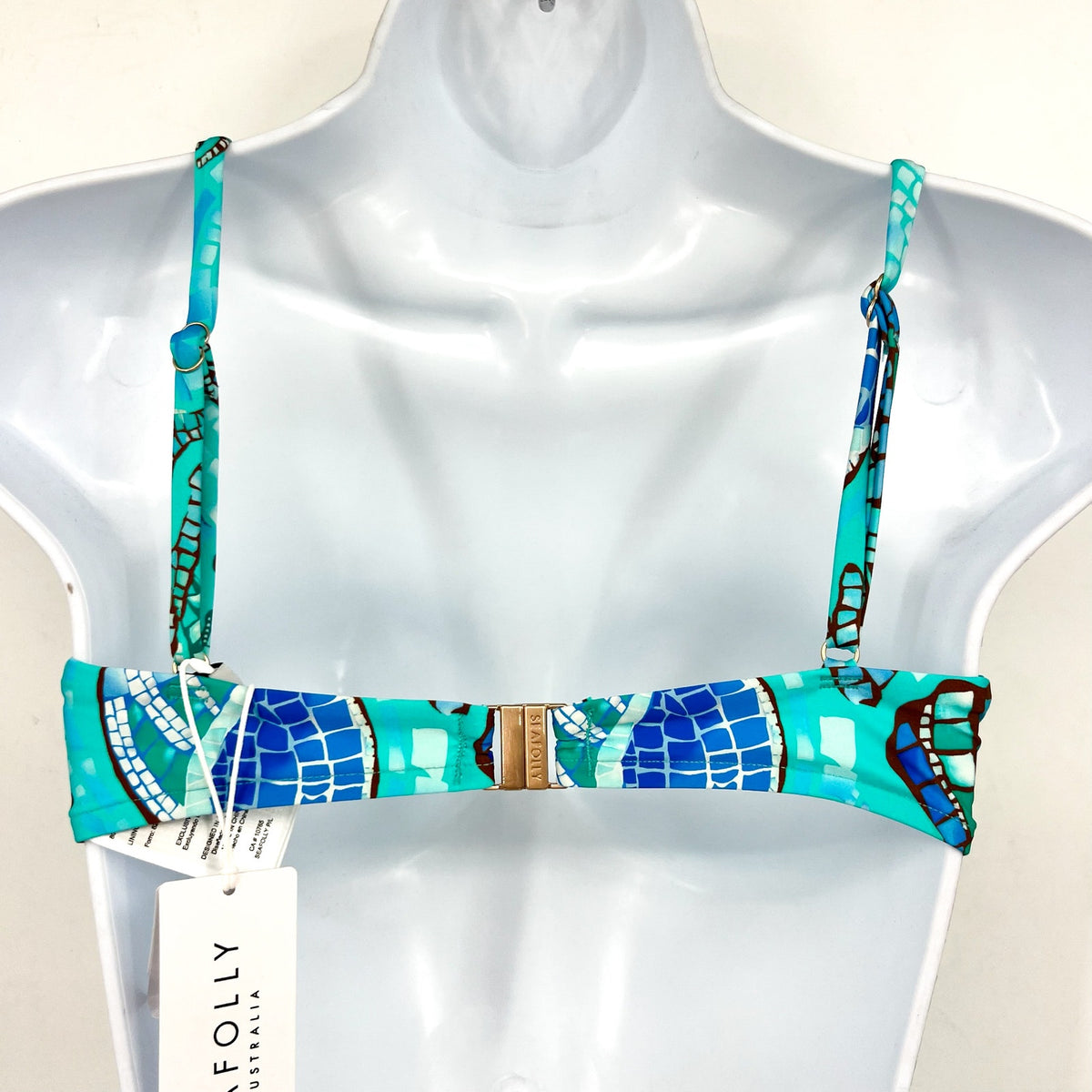 SEAFOLLY Women's La Mer Bralette Bikini Top Size 8 Aquatic Blue Swim NWT