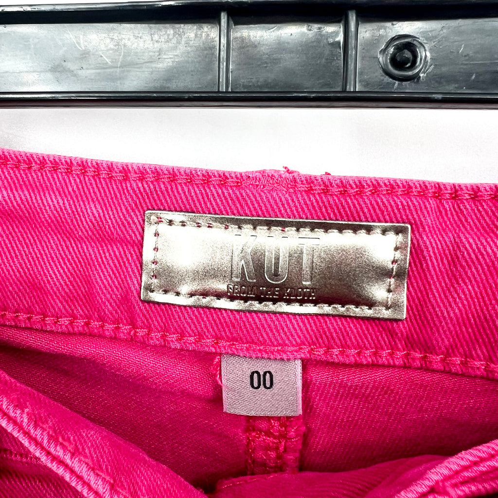 KUT FROM THE KLOTH Womens Jane High Rise Shorts Size 00 Pink Fuchsia Raw Hem NWT