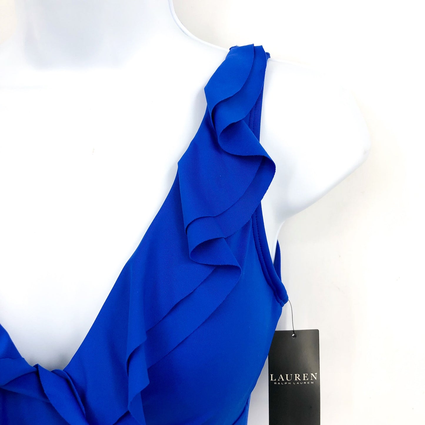 LAUREN RALPH LAUREN Beach Club Solids Ruffle One Piece Size 4 Royal Blue NWT
