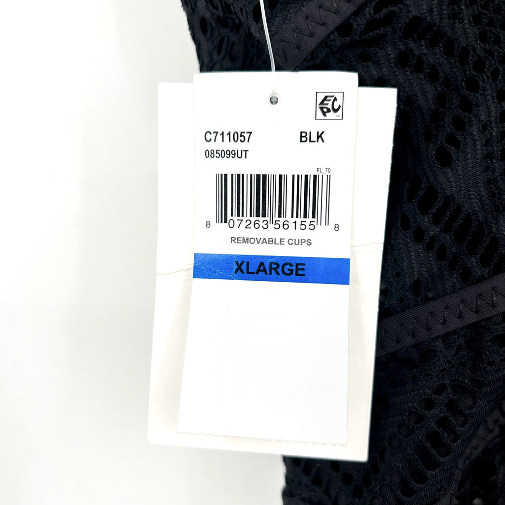 BECCA Womens Color Play Crochet Plunge One Piece Swimsuit XL Black NWT