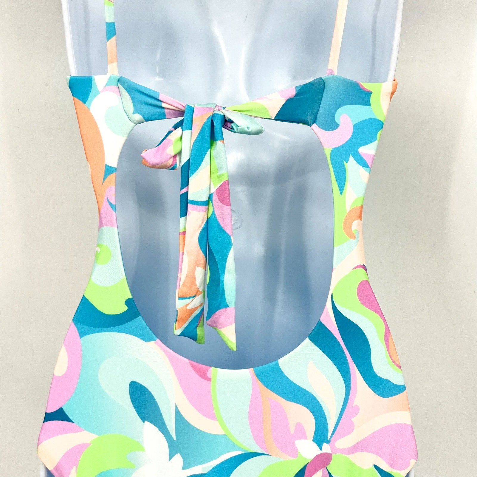 BECCA Women's All That Glitters One-Piece Swimsuit Small Blue Plunging Neck NWT