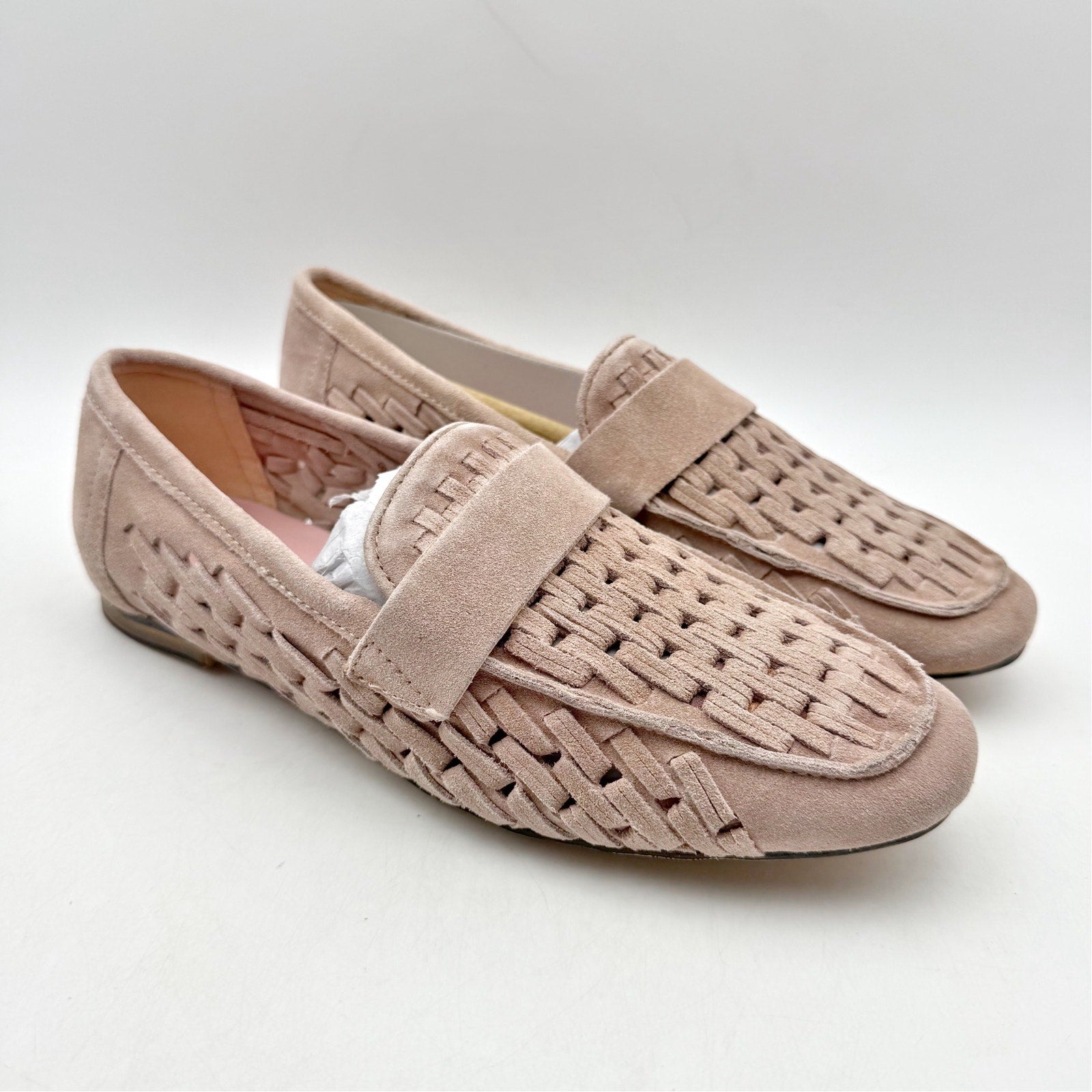 Diba True Womens Age Less Flat Loafers US 7 EU 38 Pink Suede Woven NWOB