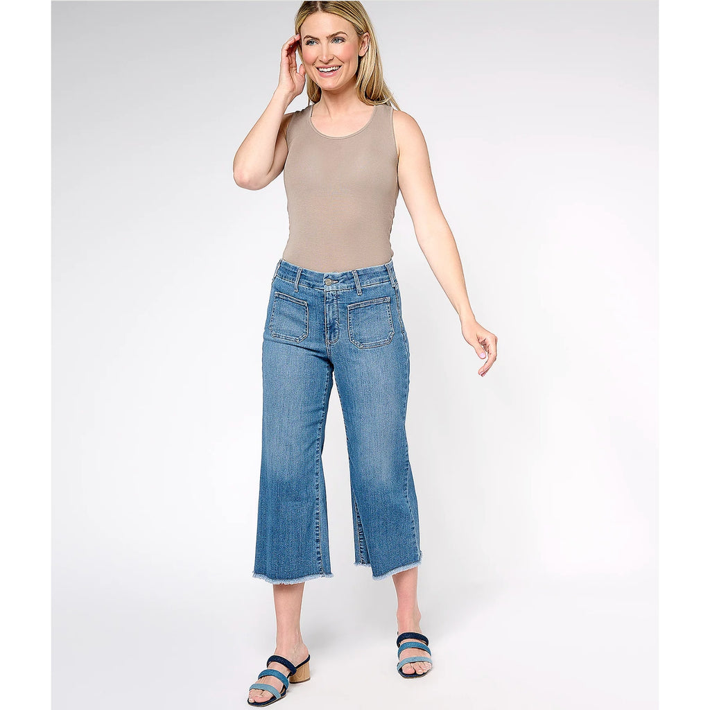 NYDJ Womens Patchie Major Wide Leg Capri Jeans Size 6 Compass Blue NWT