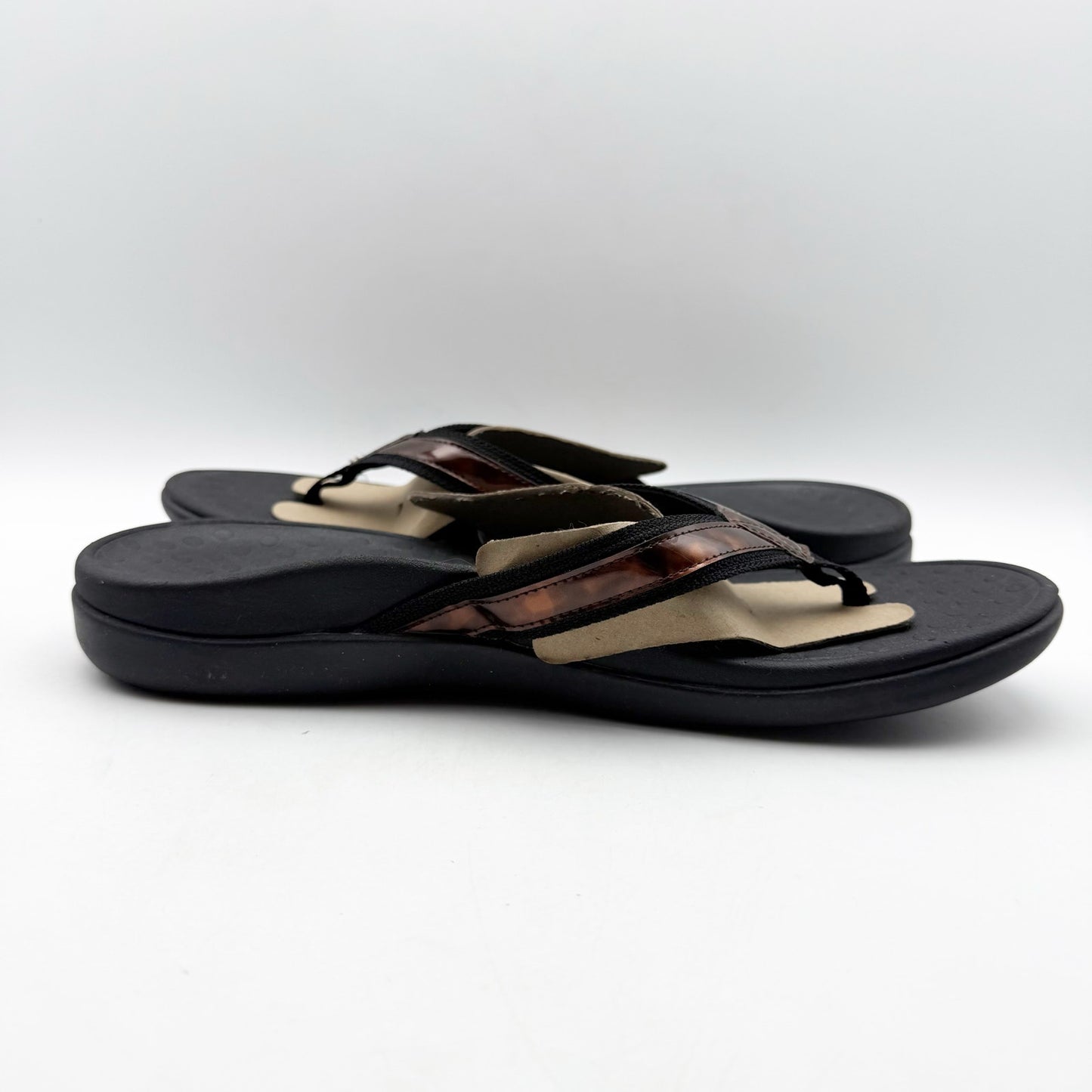 Vionic Womens Tide ll Flip Flop Sandals US 12 M EU 43 Black Brown Slip On NWOB