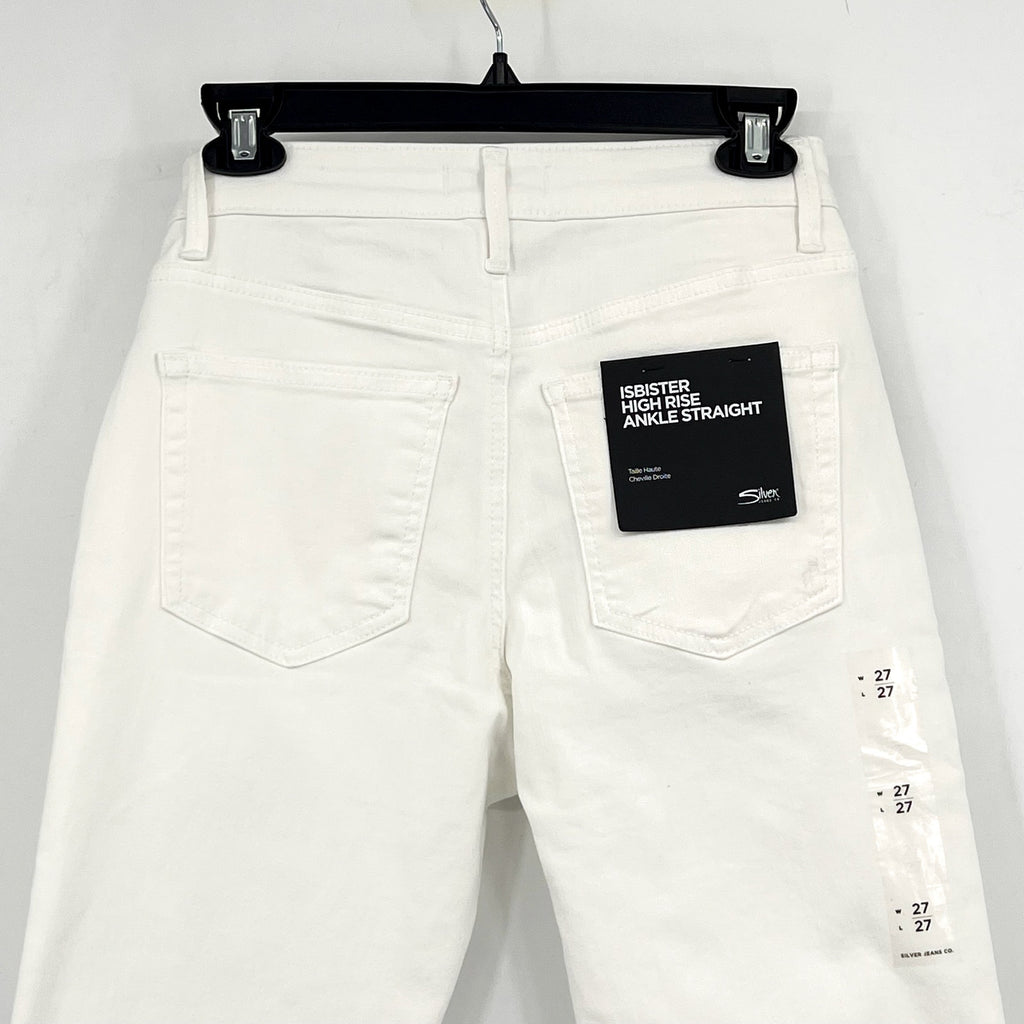 SILVER JEANS CO. Isbister Straight Leg Ankle Jeans 27x27 US 4 White Stretch NWT