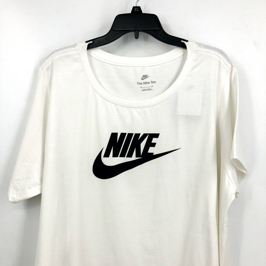NIKE Women's Club Essentials Logo T-shirt 2X White Short Sleeve NWT