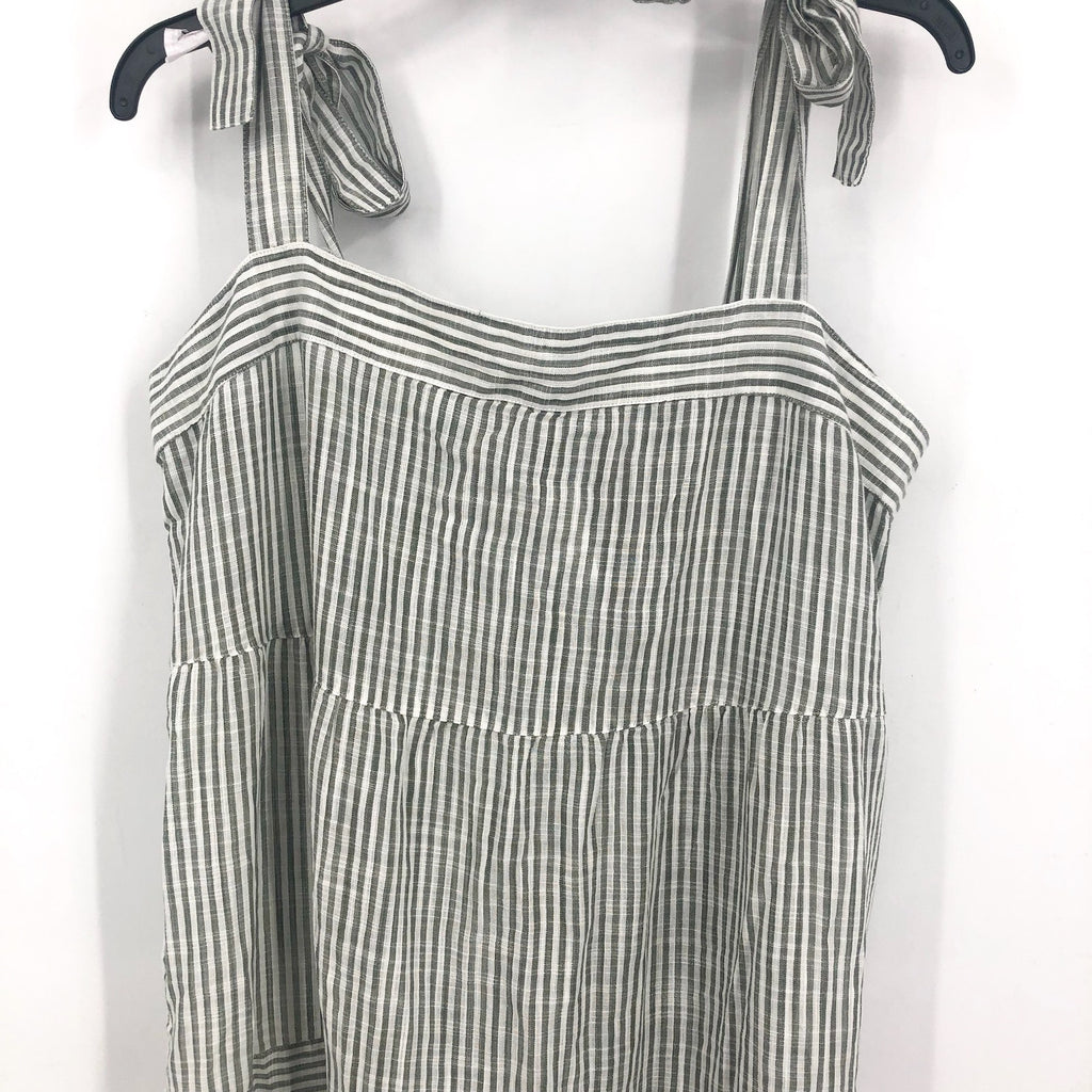 TOMMY BAHAMA Shoreline Stripe Midi Dress Large Green Gray White Cover-Up NWT