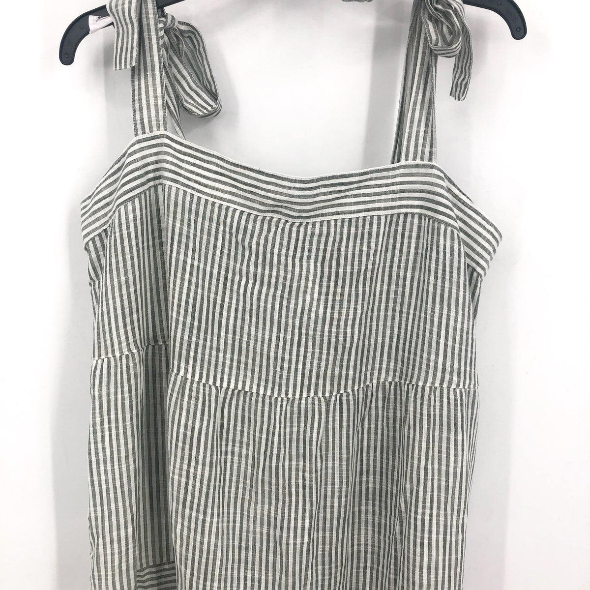 TOMMY BAHAMA Shoreline Stripe Midi Dress Large Green Gray White Cover-Up NWT