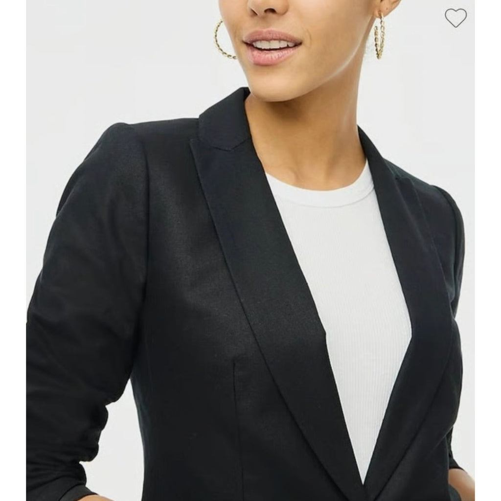 J.Crew Womens One-Button Holland Blazer Size 4 Black Linen-blend AL222 NWT