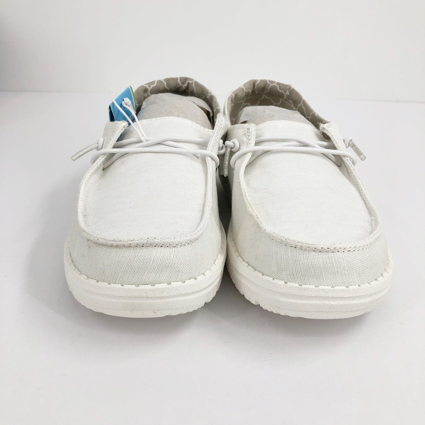 HEYDUDE Wendy Youth Loafers US Girls Y2 Linen White Slip On Casual NIB