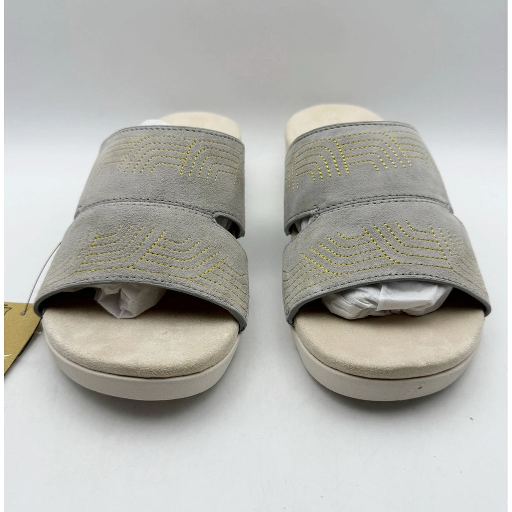 Spenco Womens Twilight Ellie Slide Sandals US 11 WIDE EU 41.5 Grey Leather NIB