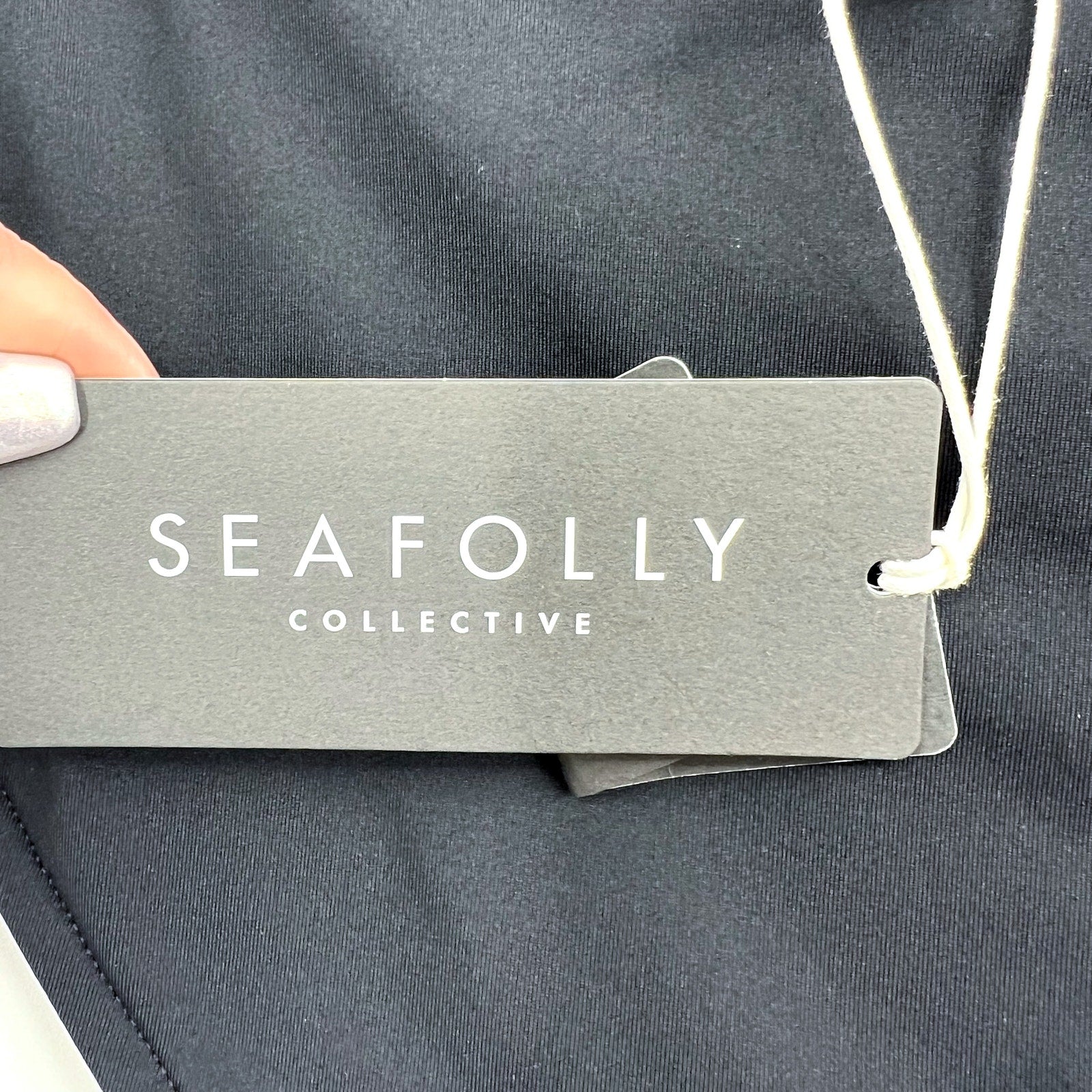 SEAFOLLY Women's Twist Band Hipster Bikini Bottom Size 12 Black NWT