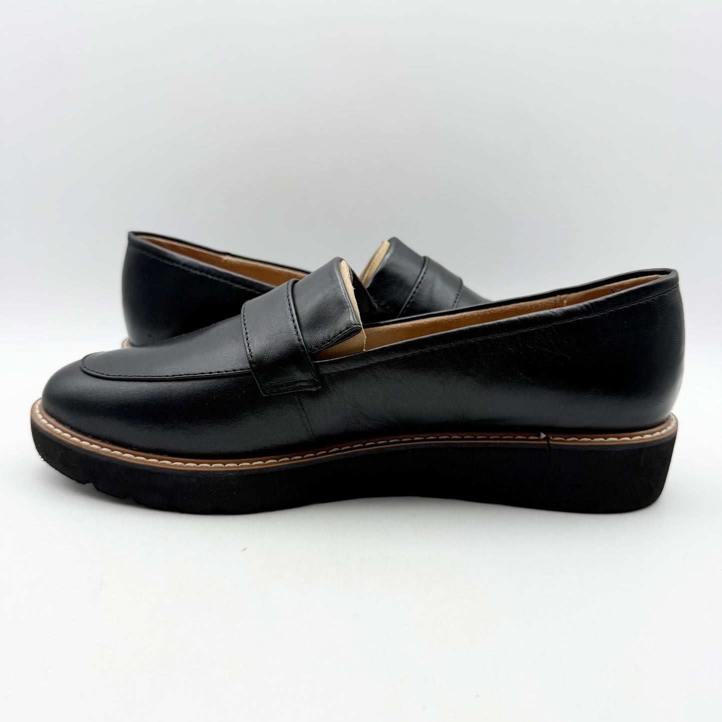 Naturalizer Womens Adiline Flat Loafers US 9 XW EU 40 Black Leather Slip On NIB